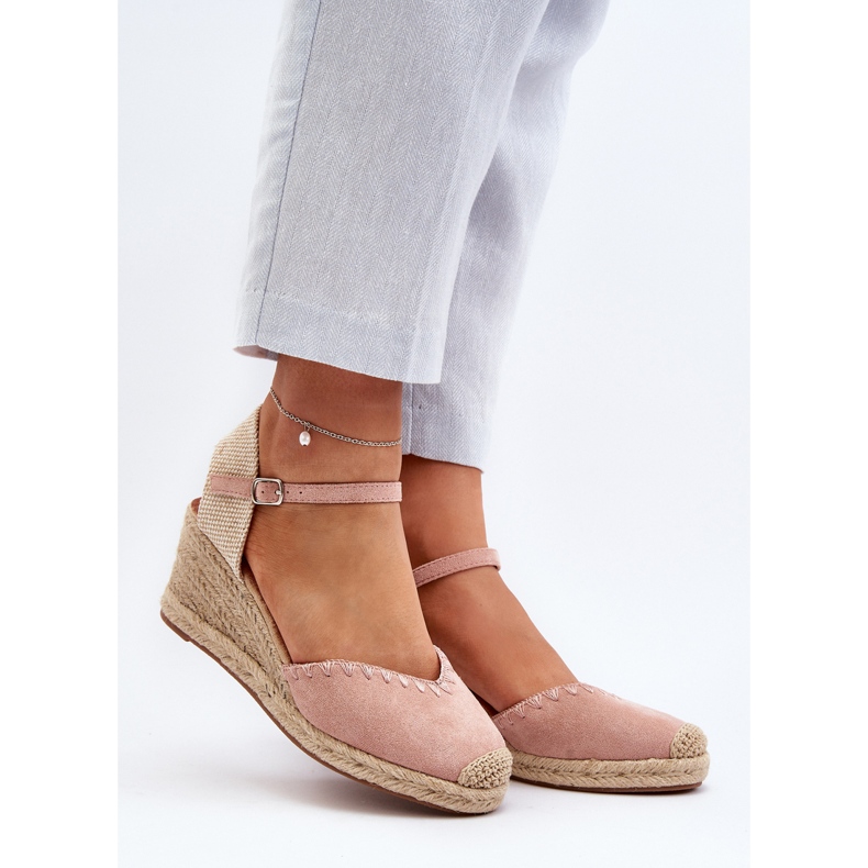 Velúr Espadrille Wedge szandál fonott Pink Raylin-nel rózsaszín 2