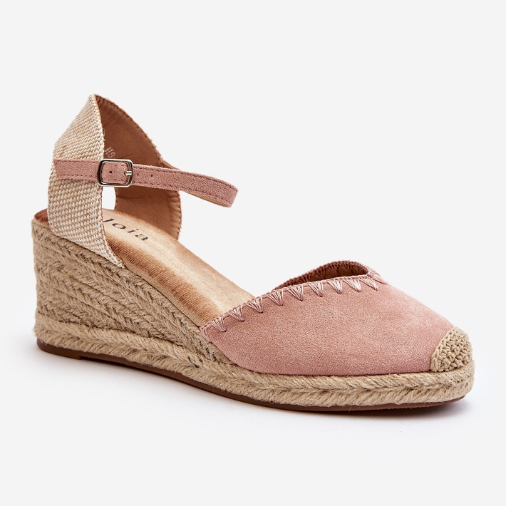 Velúr Espadrille Wedge szandál fonott Pink Raylin-nel rózsaszín 1