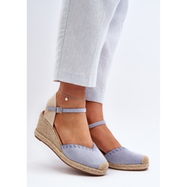 Kék Raylin Velúr Espadrille Wedge szandál zsinórral 2 Kék Raylin Velúr Espadrille Wedge szandál zsinórral 2