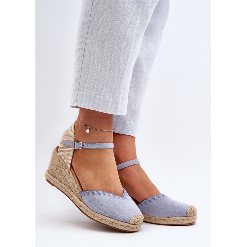 Kék Raylin Velúr Espadrille Wedge szandál zsinórral 2 Kék Raylin Velúr Espadrille Wedge szandál zsinórral 2
