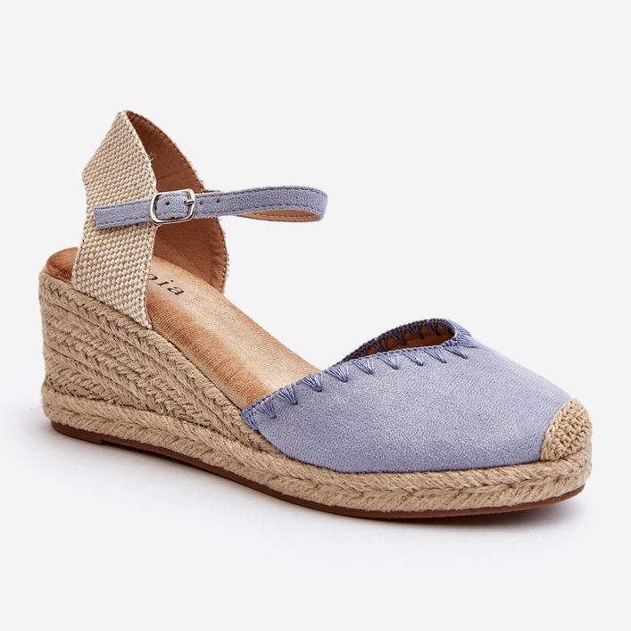 Kék Raylin Velúr Espadrille Wedge szandál zsinórral 1