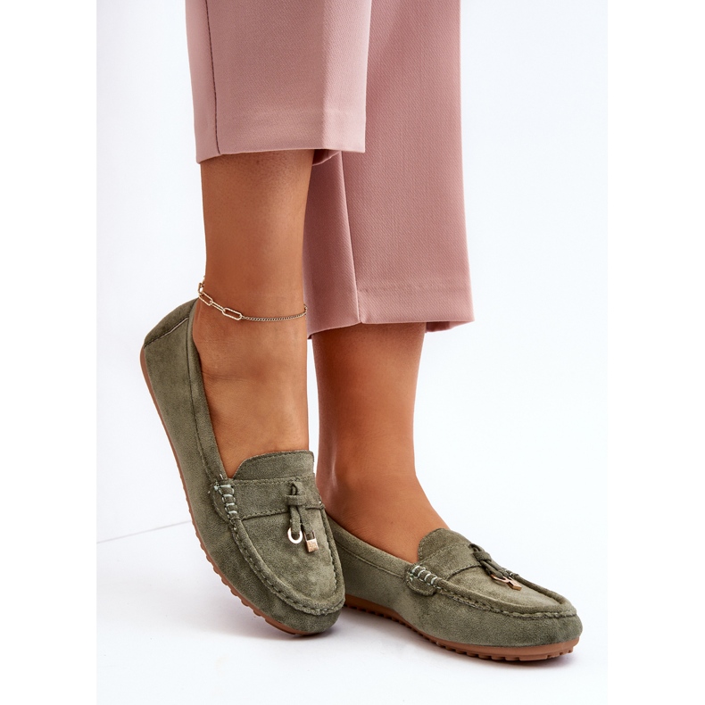 Női velúr klasszikus mokaszin zöld Ontala 1