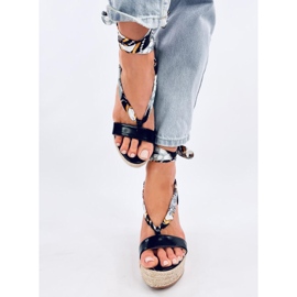 Birrel Fekete ék alakú espadrill szandál 1