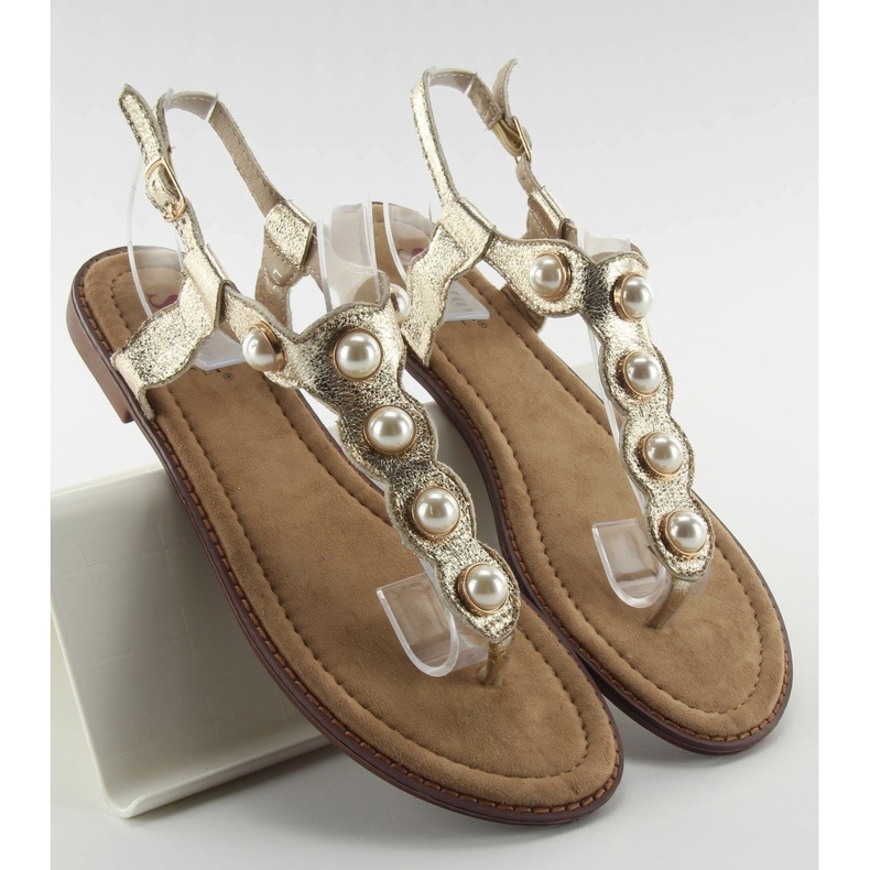 Flip-flop nagy gyöngyökkel LL-75 Gold aranysárga 1 Flip-flop nagy gyöngyökkel LL-75 Gold aranysárga 1