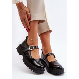 Női lakkbőr cipő dekoratív csattal, Black Lindnessa fekete 2