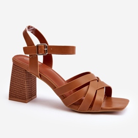 Női szandál magas sarkú Camel Opifiana barna 1