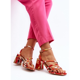 Mintás magassarkú szandál narancssárga Jenglla 2 Mintás magassarkú szandál narancssárga Jenglla 2