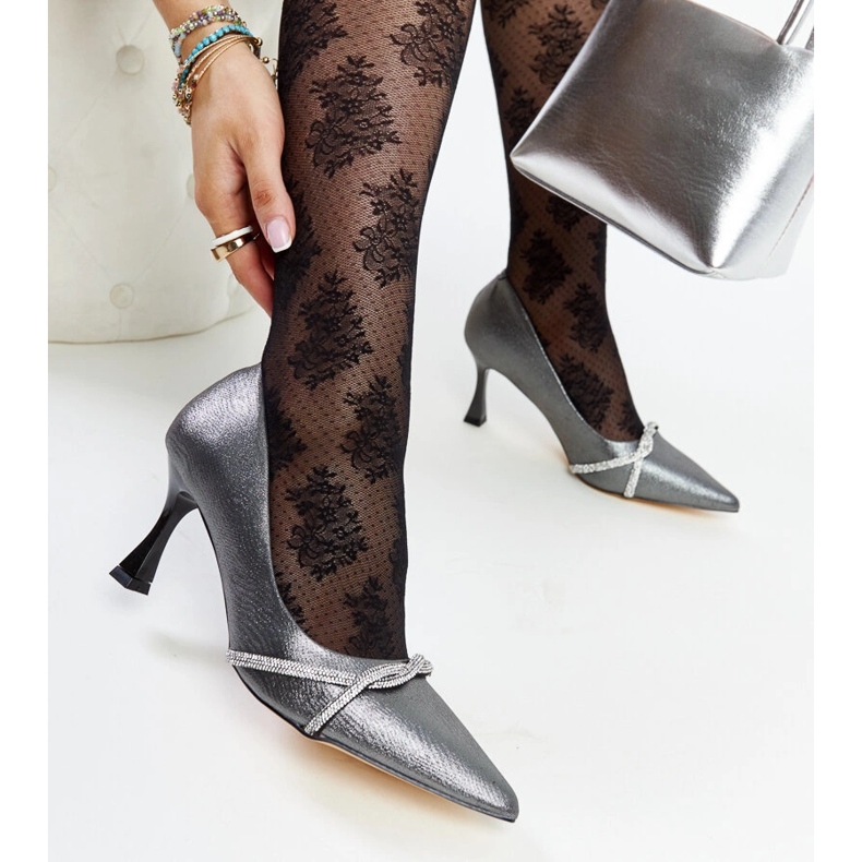 Grafit magassarkú Zdenka díszítéssel ezüst 1