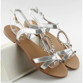 Dekoratív ezüst kövekkel díszített szandál szürke 1