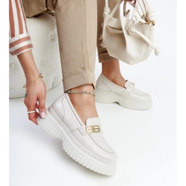 Világos bézs bőrcipő, Karino mokaszin 1