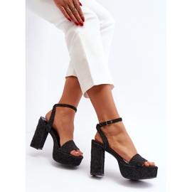 Farmer szandál magas sarkú Black Acrana fekete 2