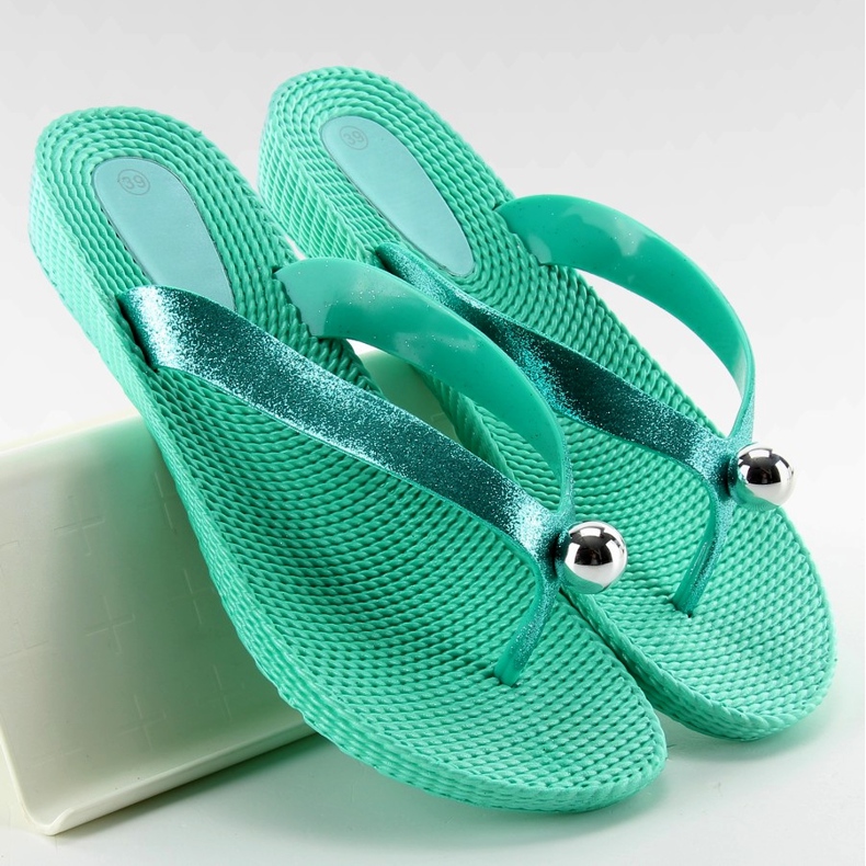 Flip-flop ezüst golyóval 9-56 zöld 1