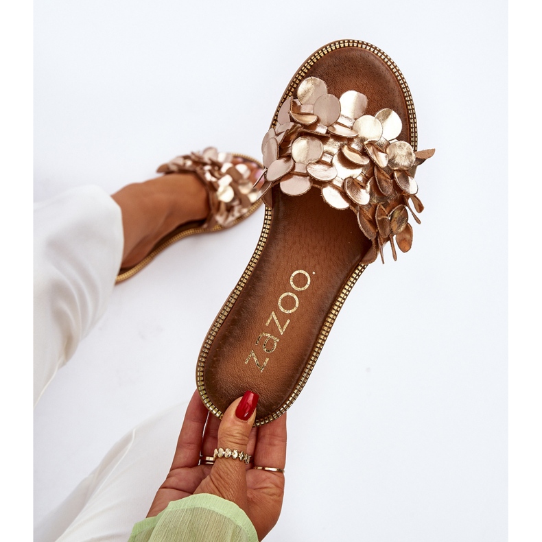 Zazoo 40381 női bőr lapos szandál, arany aranysárga 1