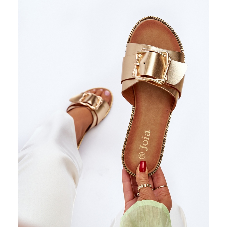 Női papucs pánttal és csattal, arany Opahiri aranysárga 1