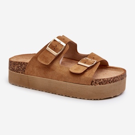 Női Camel Lolpey platform papucs csatokkal barna 1