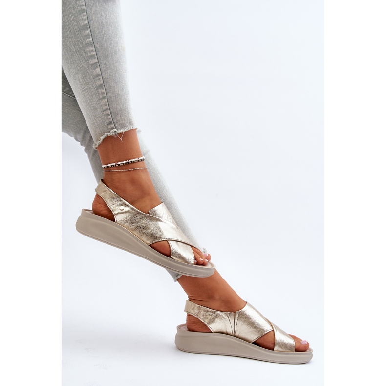 Zazoo 40392 női bőr szandál arany aranysárga 1