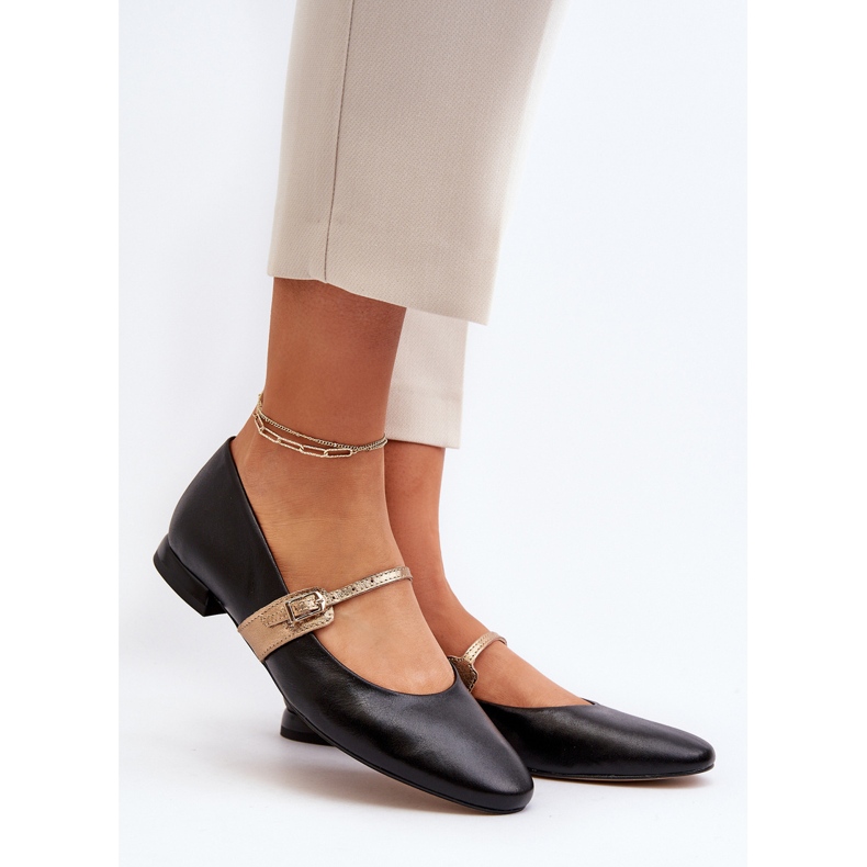 Női bőr lapos balerinák Laura Messi 2774 fekete 2