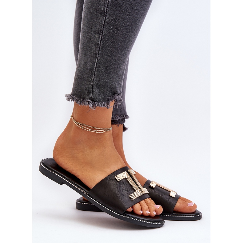 Seastar Női papucsok díszítéssel, Fekete Ollavia 2