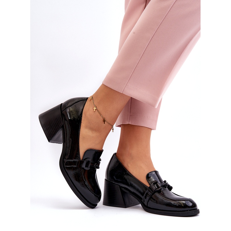 Vinceza Fekete Patent magassarkú cipő 2