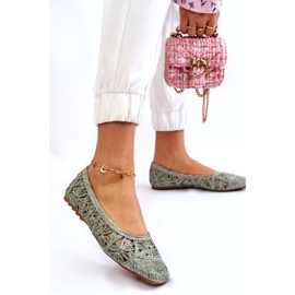 Seastar Áttört Divatos áttört zöld balerinák 1 Seastar Áttört Divatos áttört zöld balerinák 1