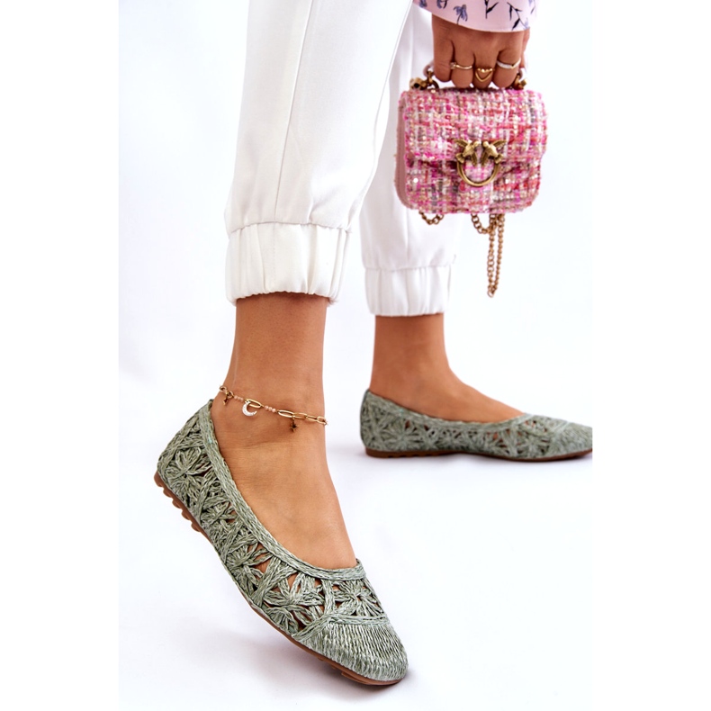 Seastar Áttört Divatos áttört zöld balerinák 1 Seastar Áttört Divatos áttört zöld balerinák 1