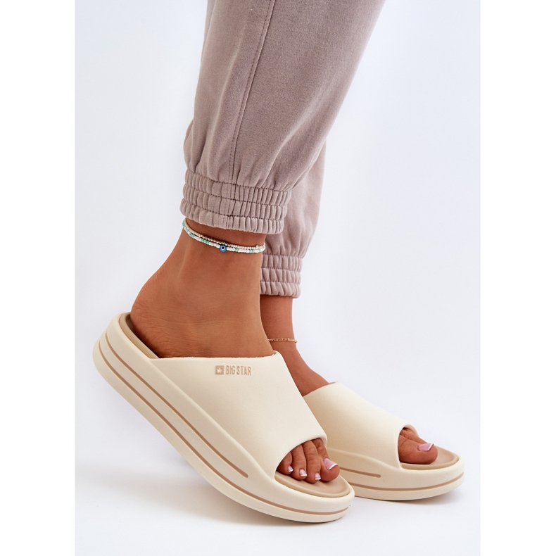 Női papucsok a Big Star platformon NN274A034 Bézs 2