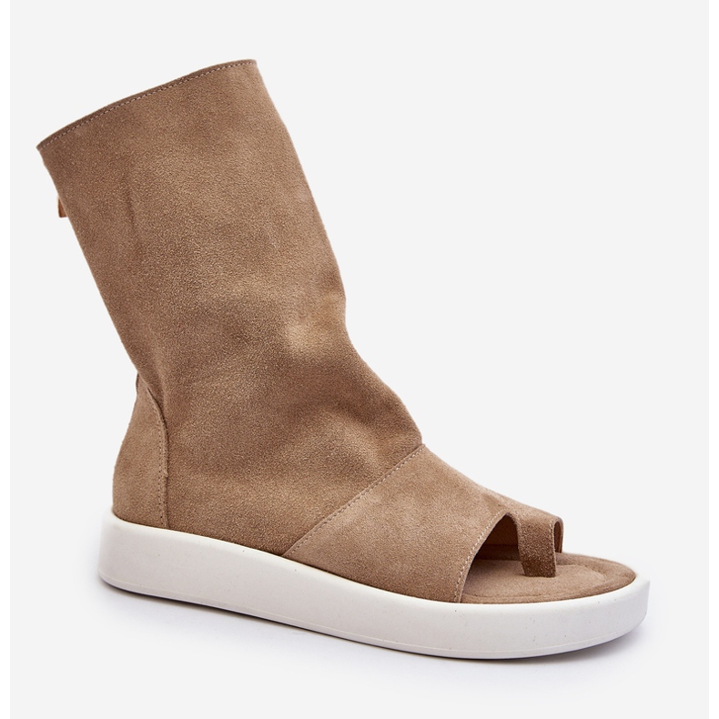 Zazoo 3441 női velúr szandál sötét bézs színű felsőrésszel 1