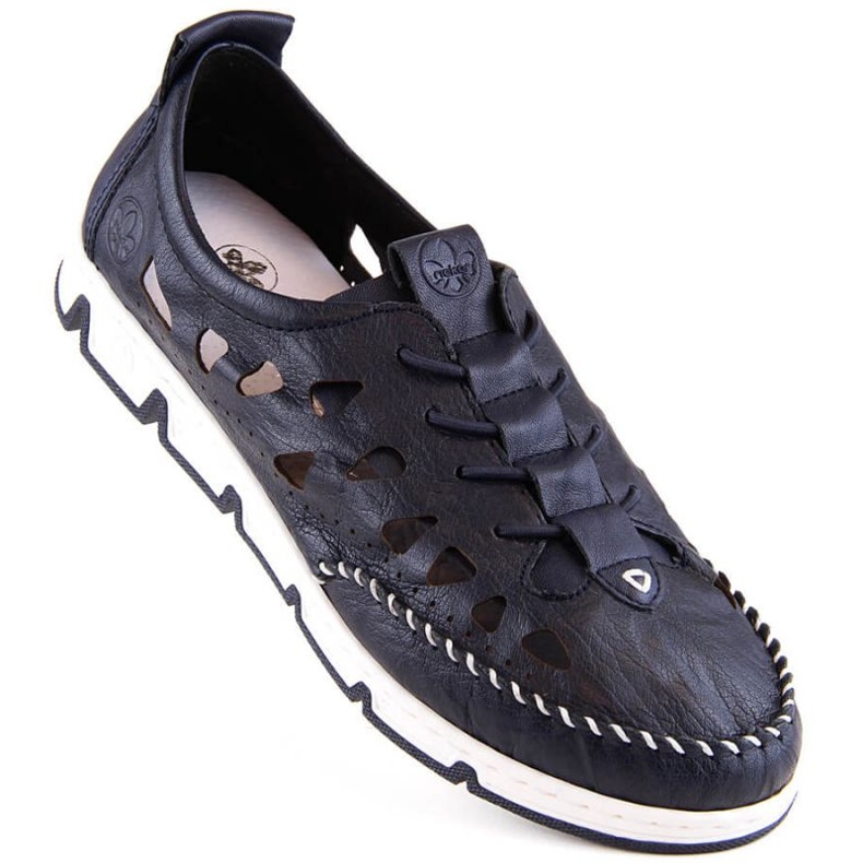 Bőr áttört cipő Rieker W RKR652, sötétkék 1