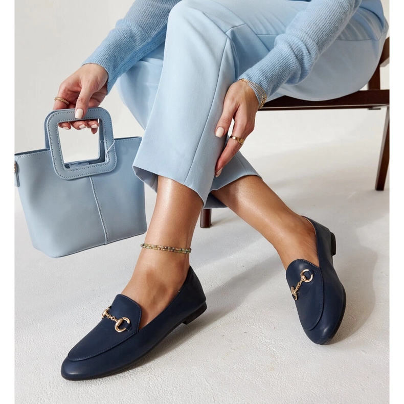 Erminia sötétkék mokaszinok csattal 1