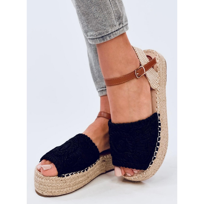 Boho Ingram fekete espadrill szandál 2