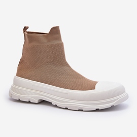 Női bebújós zoknis csizma, barna Ilanae 1