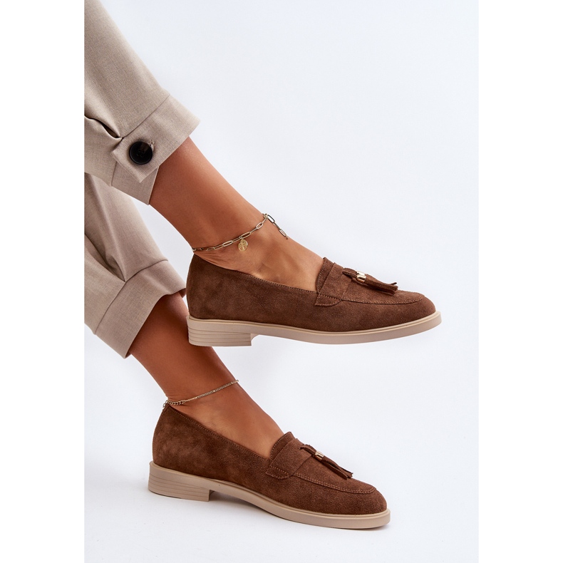 Zazoo 3420 női velúr cipők lapos sarkú, barna 1