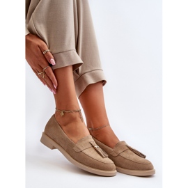 Zazoo 3420 Suede női cipők lapos sarkú cipőkkel bézs 1