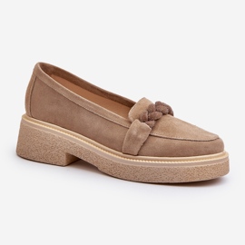 Zazoo 3429/W női velúr mokaszinok díszítéssel, bézs 1