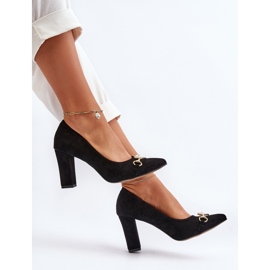 Zazoo 2453/OS Velúr Pumpák Sarkon, Szívvel, Fekete 2