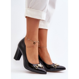 Zazoo 2453/OS Bőr szivattyúk Sarkon, Szívvel, Fekete 2