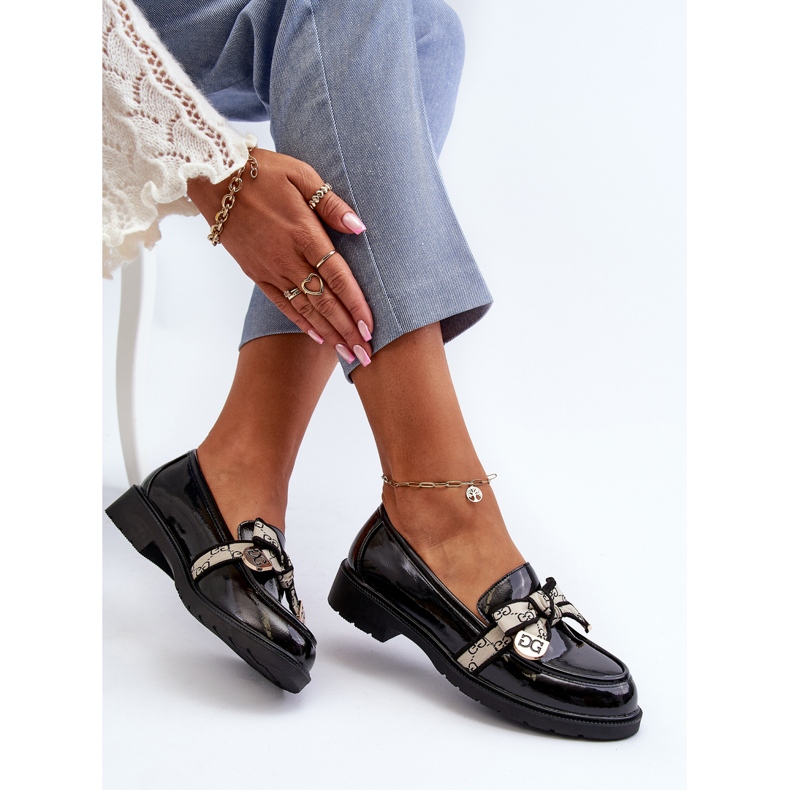 Patent női Brogues mokaszin S.Barski HY330A Fekete 1