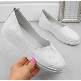 Fehér női bőr bebújós cipő Filippo DP6163 2