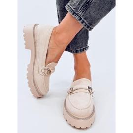 Sheady Beige velúr magas talpú mokaszinok bézs 1