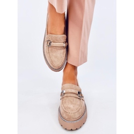 Sheady Khaki velúr magas talpú mokaszinok bézs 1