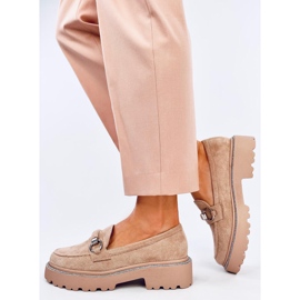 Sheady Khaki velúr magas talpú mokaszinok bézs 2