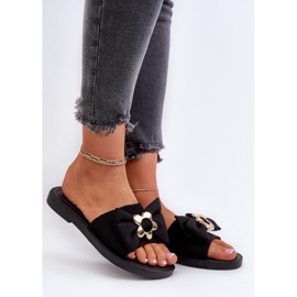 Női papucsok fekete Arsicada masnival 2