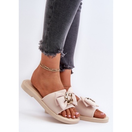 Női papucs masnival bézs Arsicada 2