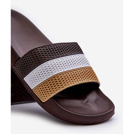 Klasszikus férfi papucs pánttal, barna Sylri 2