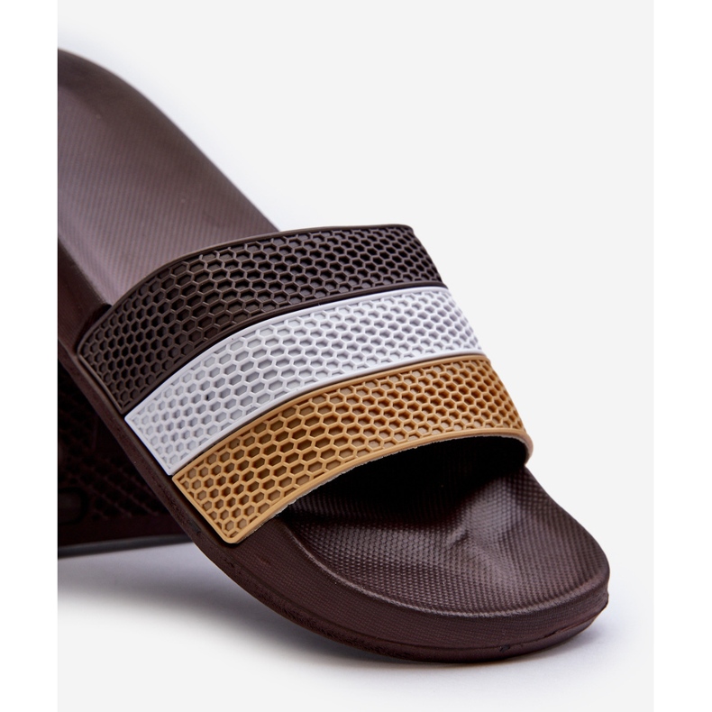 Klasszikus férfi papucs pánttal, barna Sylri 2