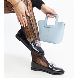 Fekete lakkcipők Mirela kristályokkal 1