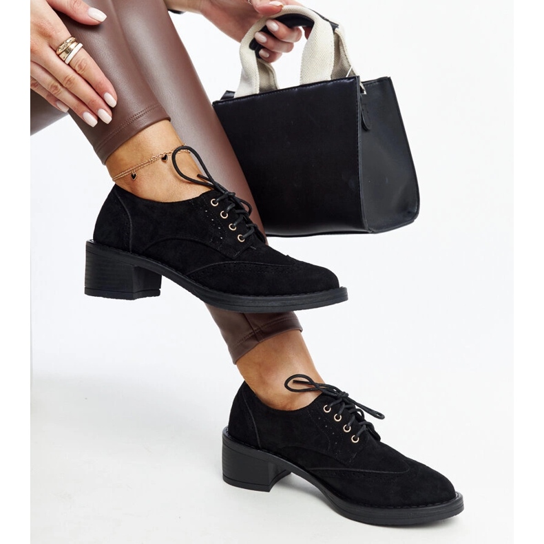 Tigard fekete velúr magas sarkú cipő 1