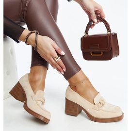 Világos bézs magas sarkú Aludra pumpák 1