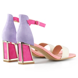 Rózsaszín női magas sarkú szandál boka rögzítéssel 1