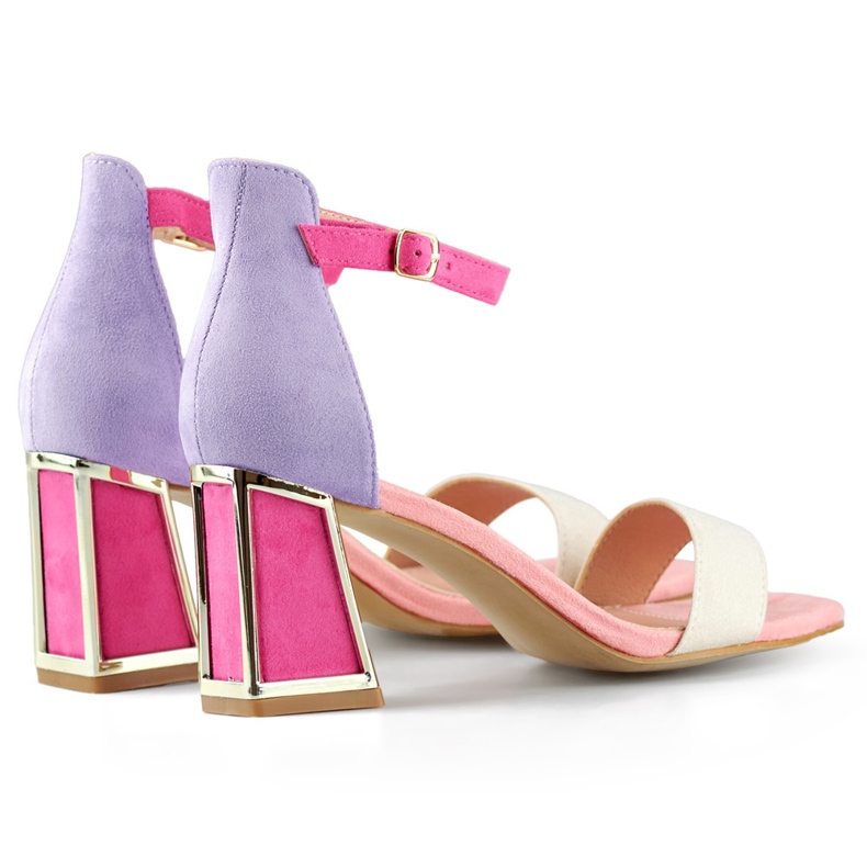 Rózsaszín női magas sarkú szandál boka rögzítéssel 1